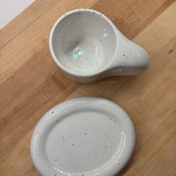 Chubby Fat Handle Ceramic Mug - White Speckle - Picture 2 of 6
